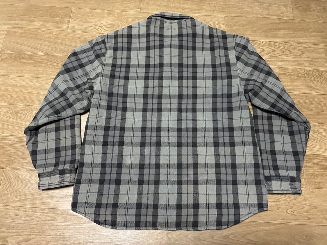 L) 슈프림 플란넬 스냅 체크 퀼팅 셔츠 그레이 블랙 상품이미지6