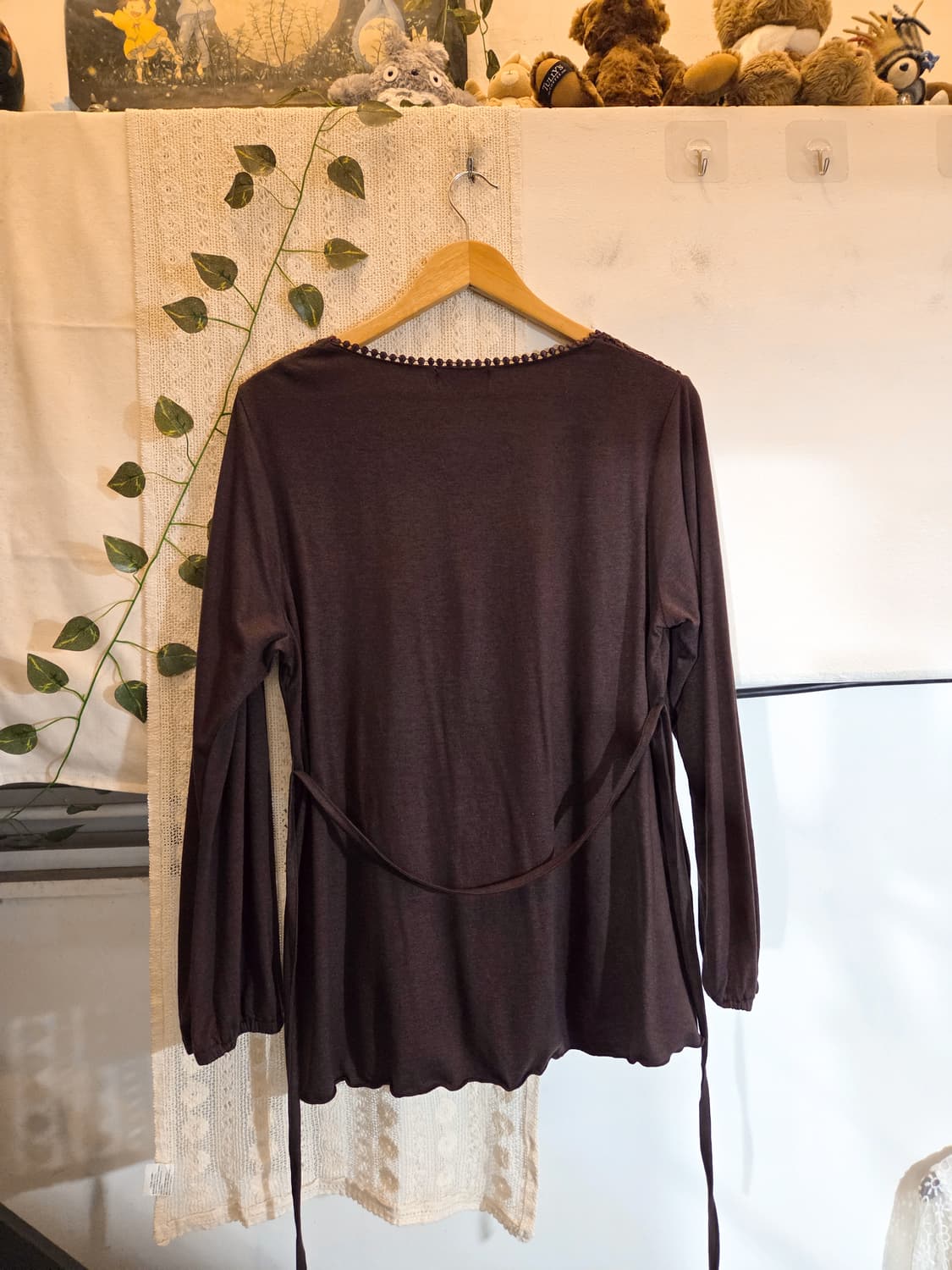 브라운 레이스 디테일 슬리브 상품이미지4