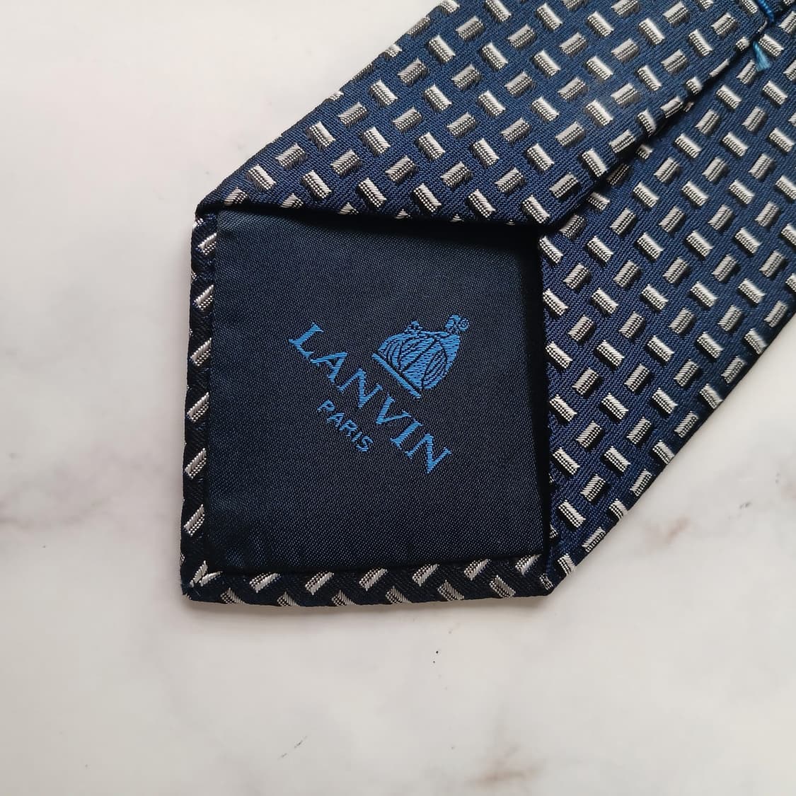 랑방 실크 블루 자카드 패턴 넥타이 7.8cm S~A+등급 E1141
 상품이미지10