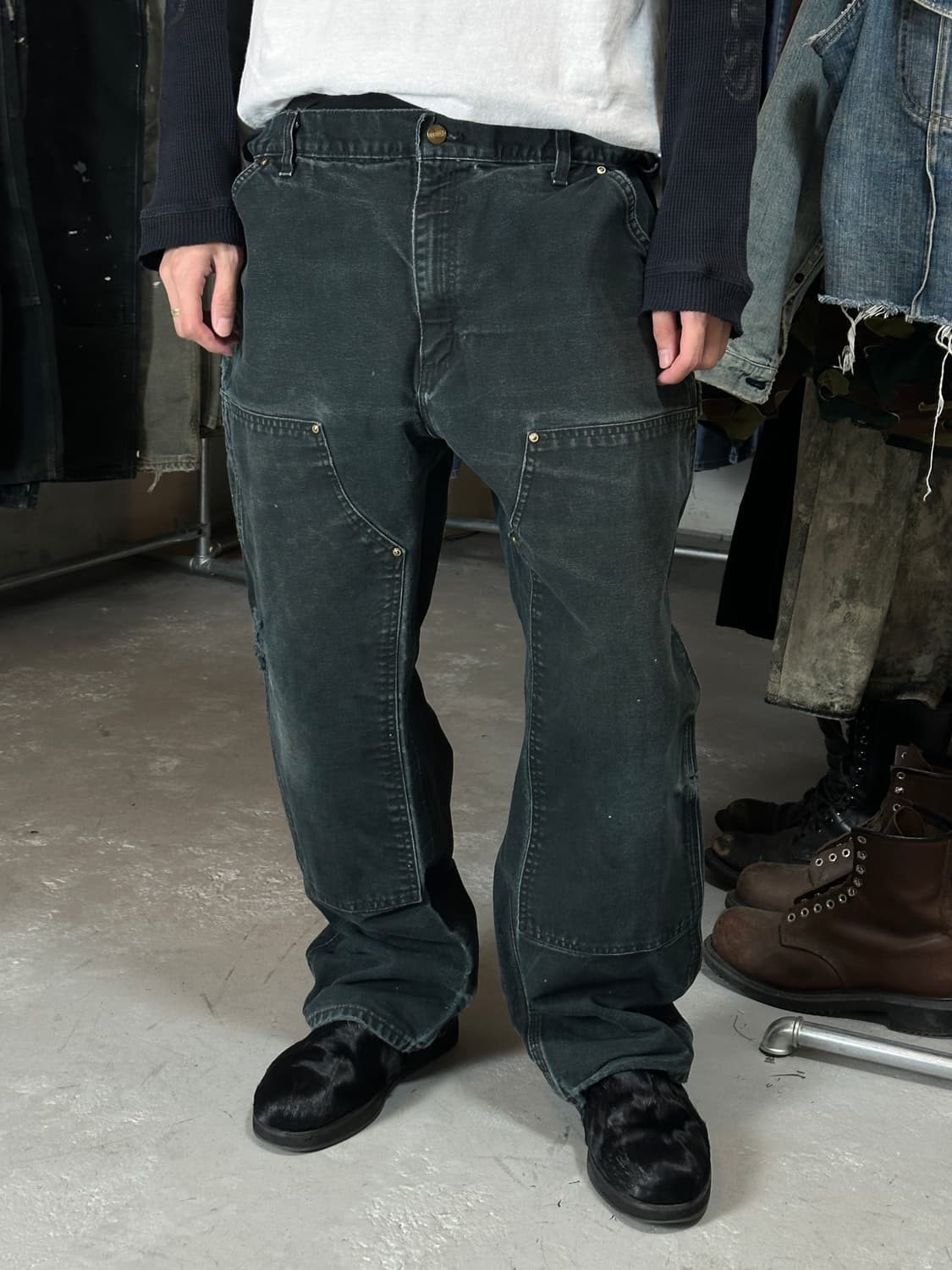 OG 칼하트 B01 더블니 블랙 칼하트 썩블니 워크팬츠 상품이미지1