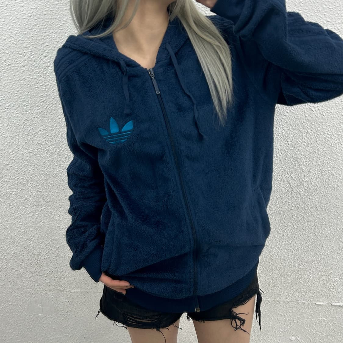 아디다스 블루 파이어버드 네이비 후리스 후드집업 110 상품이미지1