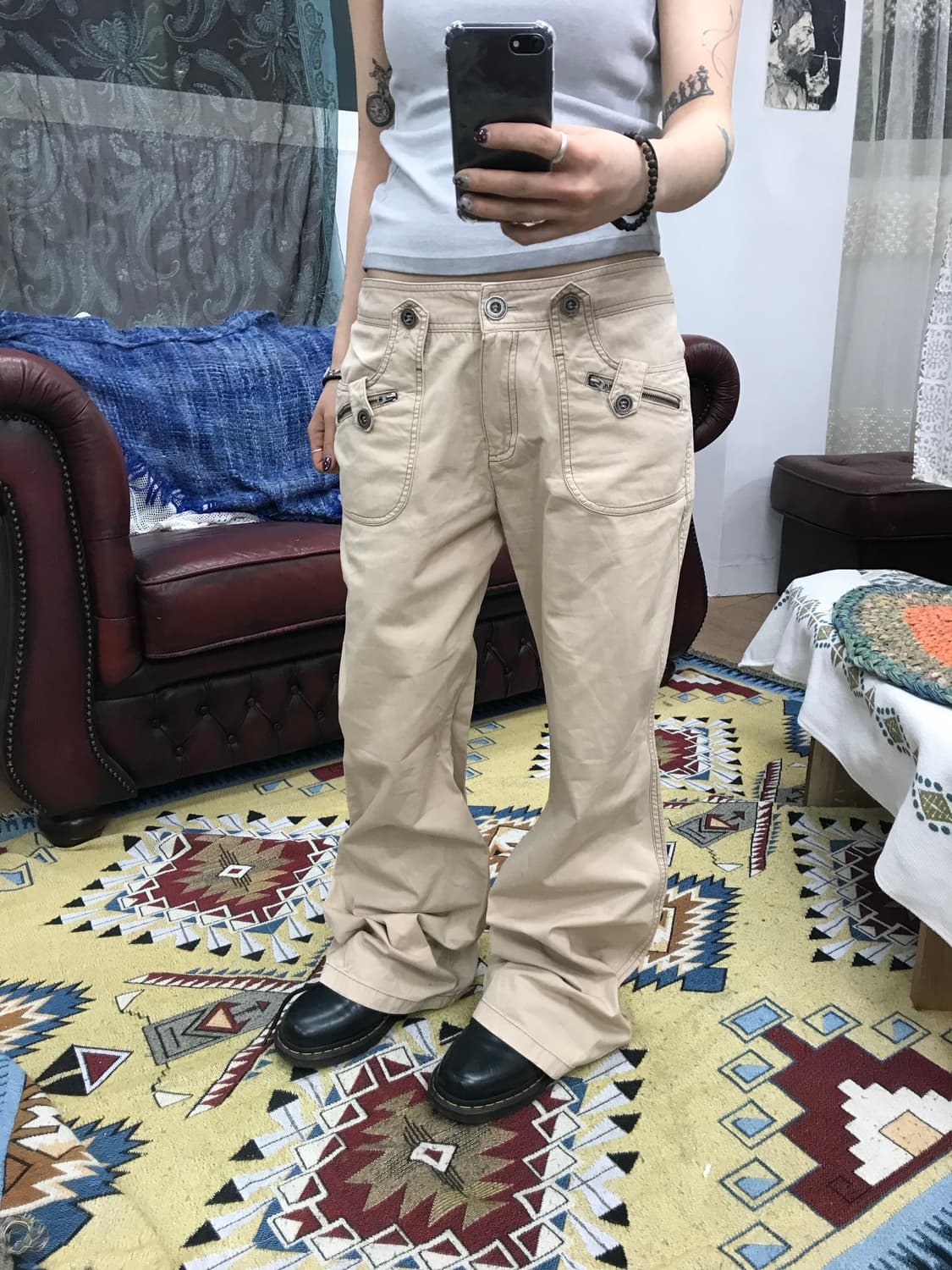 빈티지 지퍼 디테일 코튼팬츠 (Z1040) 상품이미지1