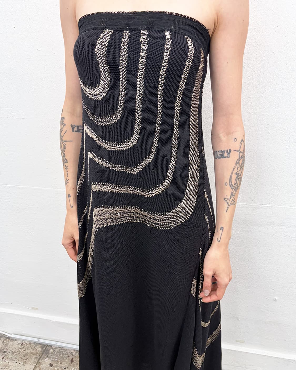 르코팽 웨이브 자카드 튜브 드레스 상품이미지4