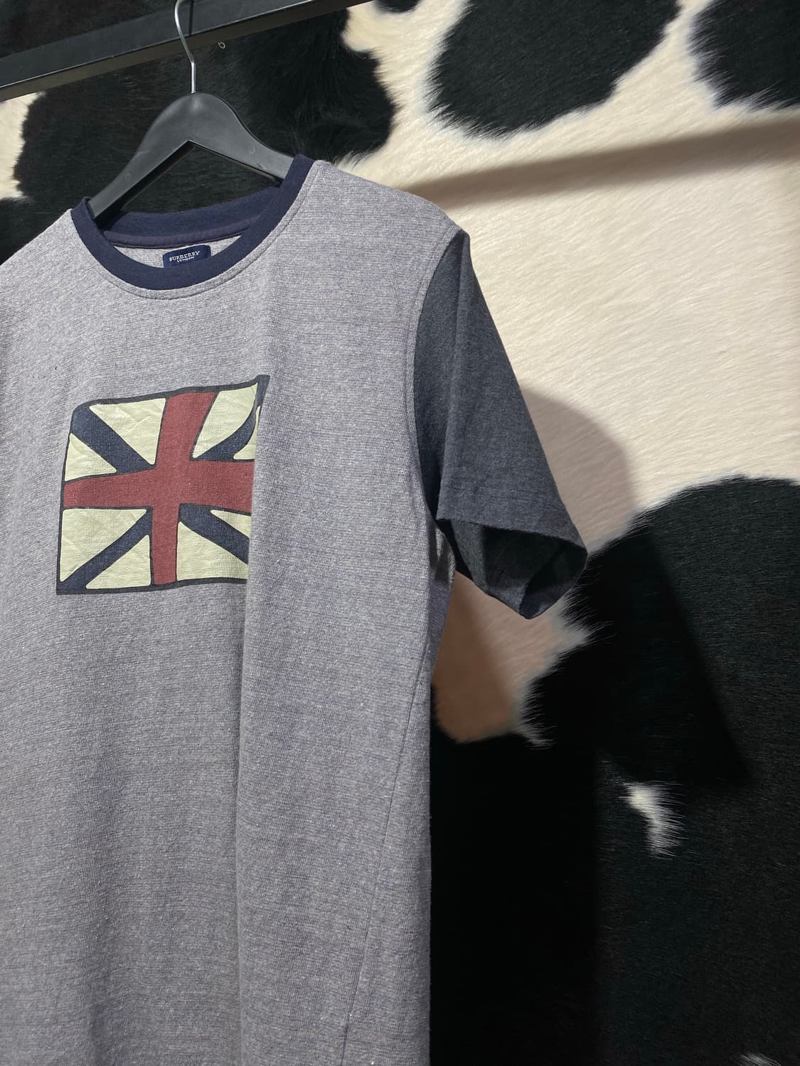 Burberry 영국국기 프린팅 배색 니트 반팔티셔츠 상품이미지3