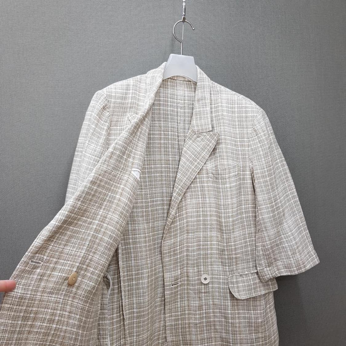 한섬 시스템 2022 마100 체크 하프슬리브 자켓 S사이즈 상품이미지6