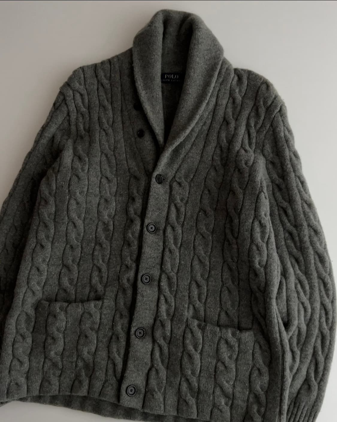 폴로 랄프로렌 꽈배기 숄카라 니트 가디건 L 상품이미지2