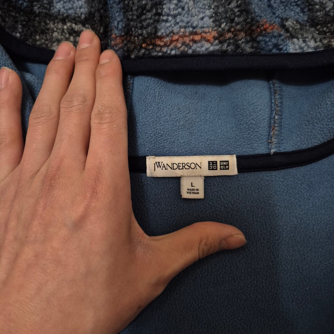 유니클로 JW앤더슨 콜라보 체크 뽀글이 후드 후리스 자켓 L(100) 상품이미지5