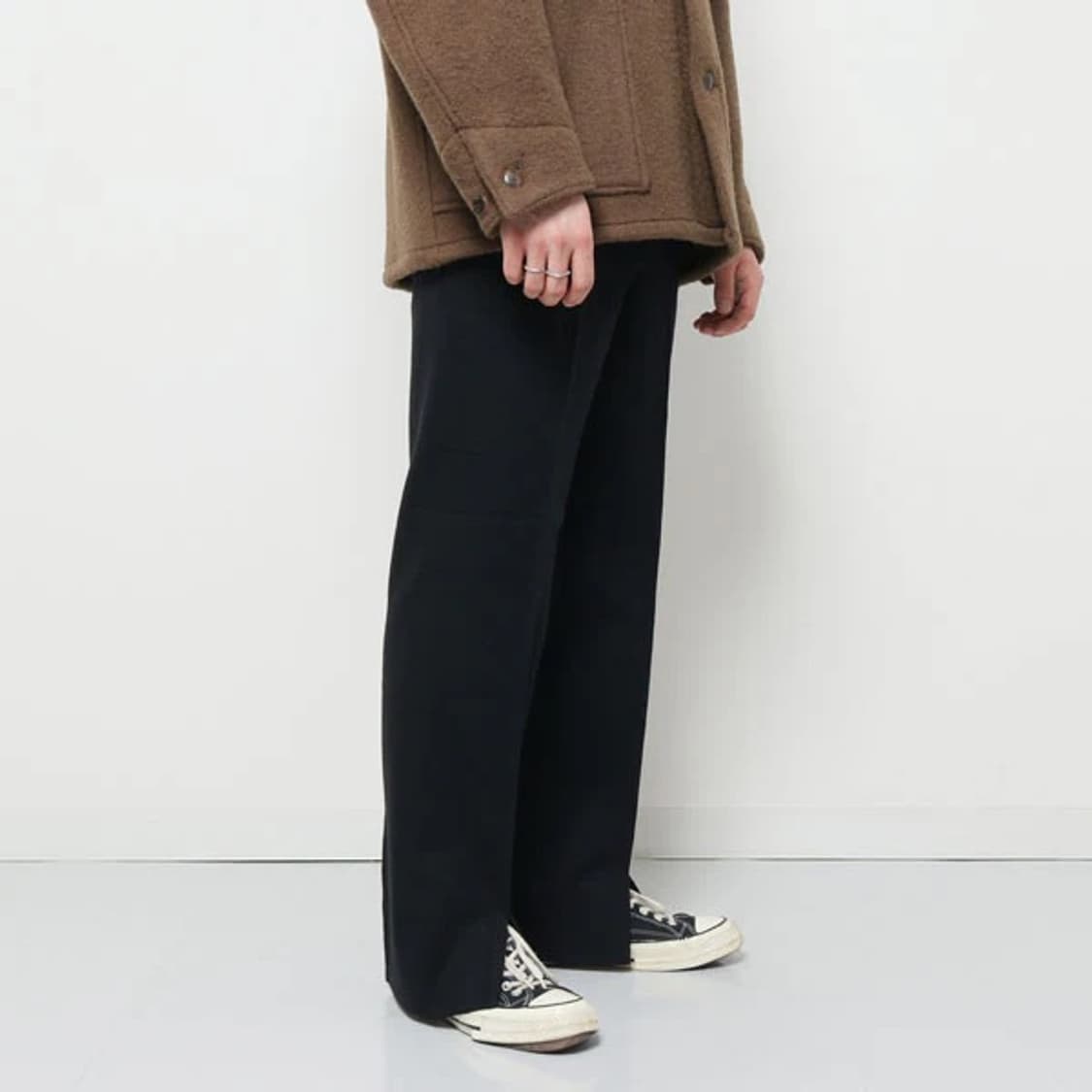 Marka / hem slit straight pants black /  상품이미지2