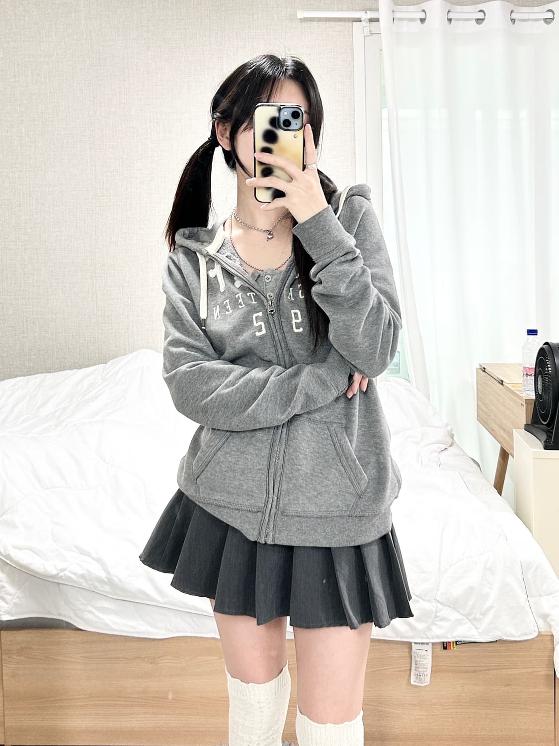 아베크롬비 글리터로고 그레이 후드집업 상품이미지3