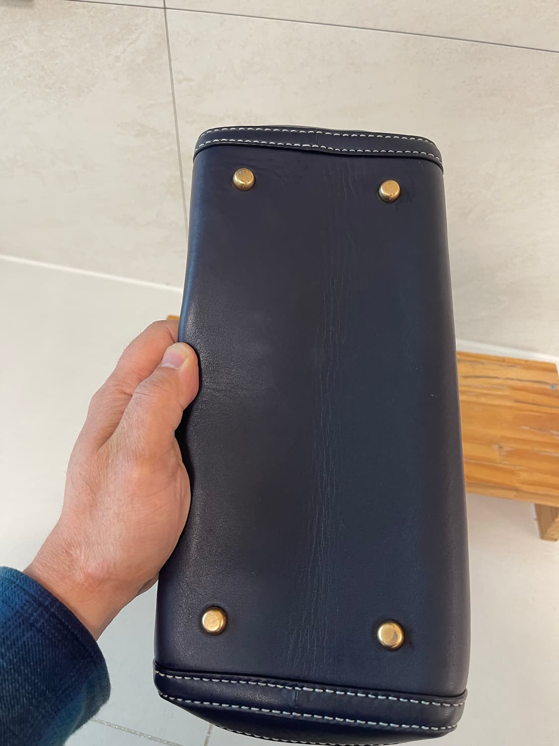 토리버치 T 모노그램 자카드 스몰 토트백 네이비 81803 상품이미지7