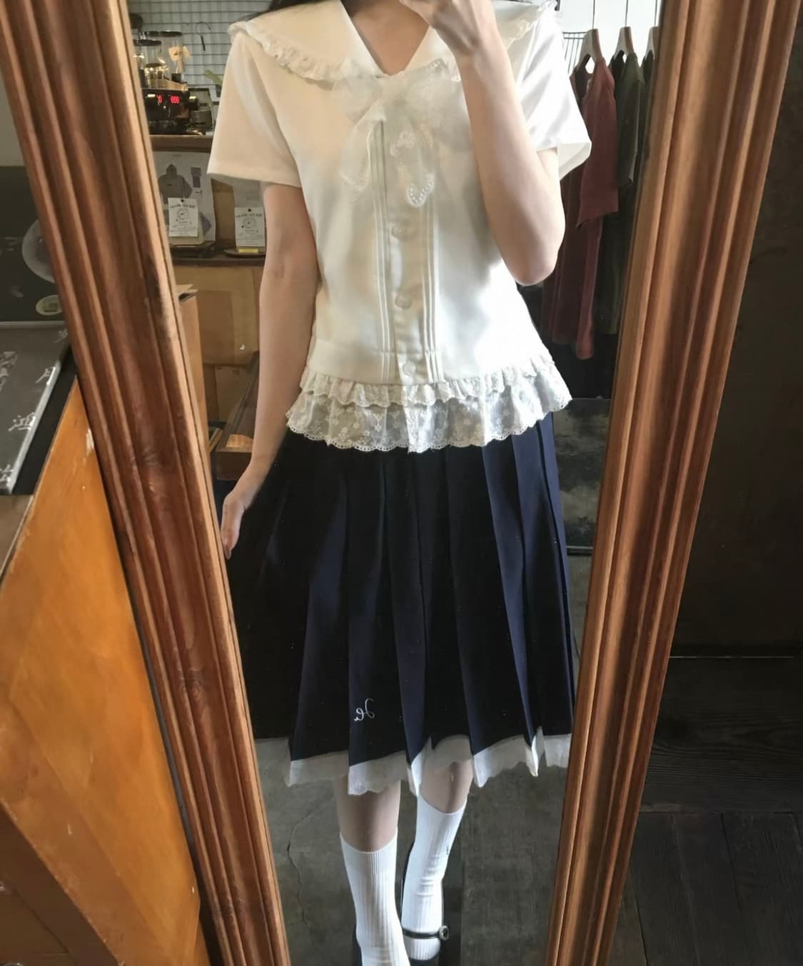 중브 하이하이럭키 레이스 세라 셔츠 스커트 풀세트 히메갸루 교복 상품이미지3