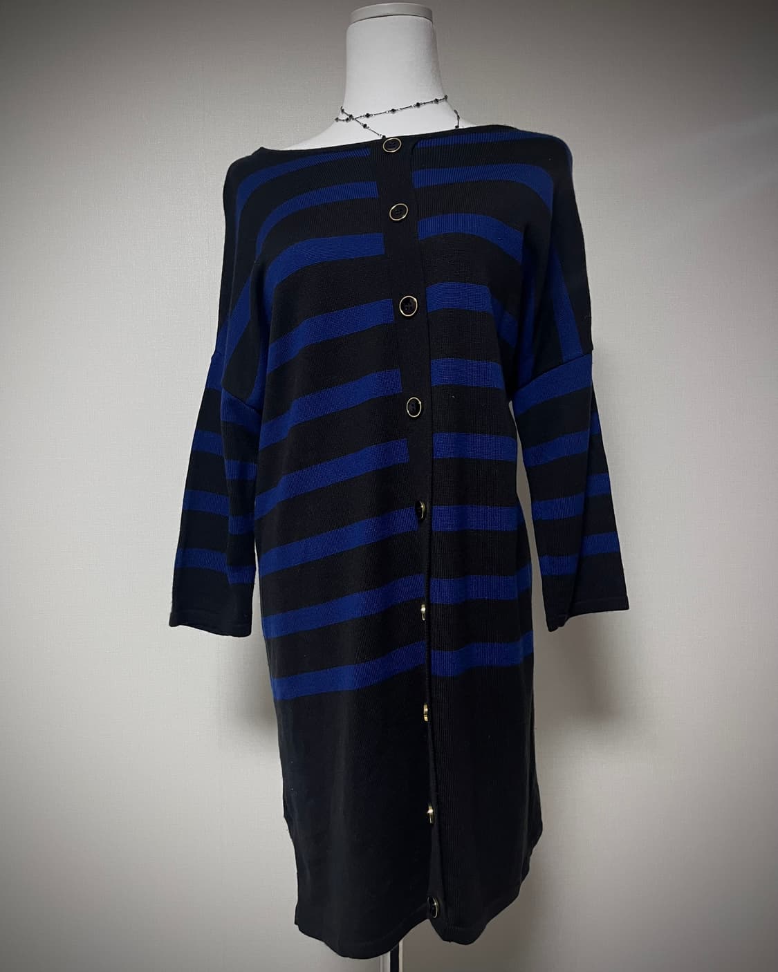 Boogie 오네갸루 블루 스트라이프 니트 원피스 상품이미지3