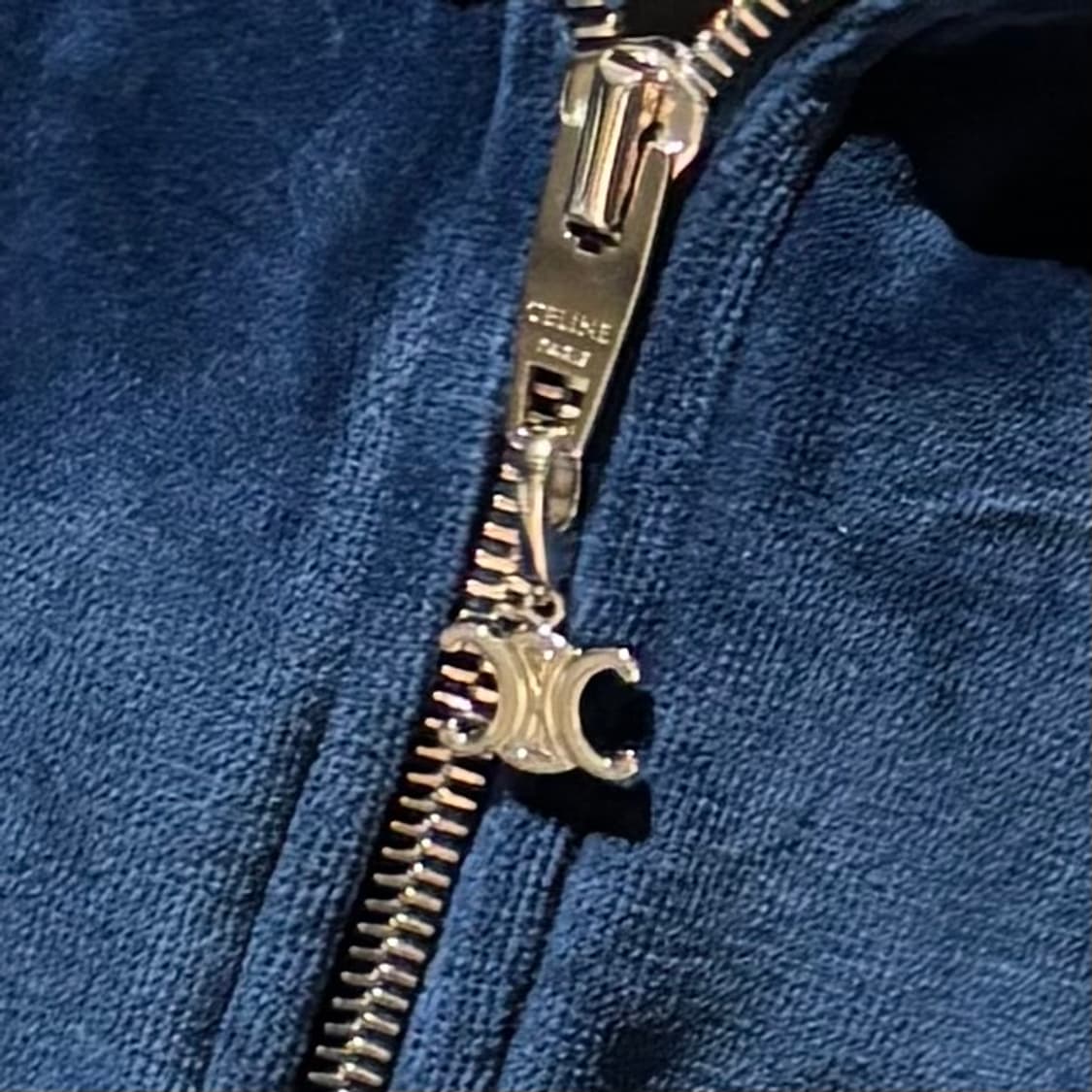 A+ / XL (105) 셀린느 트리오페 벨루어 트랙집업 블루 상품이미지3