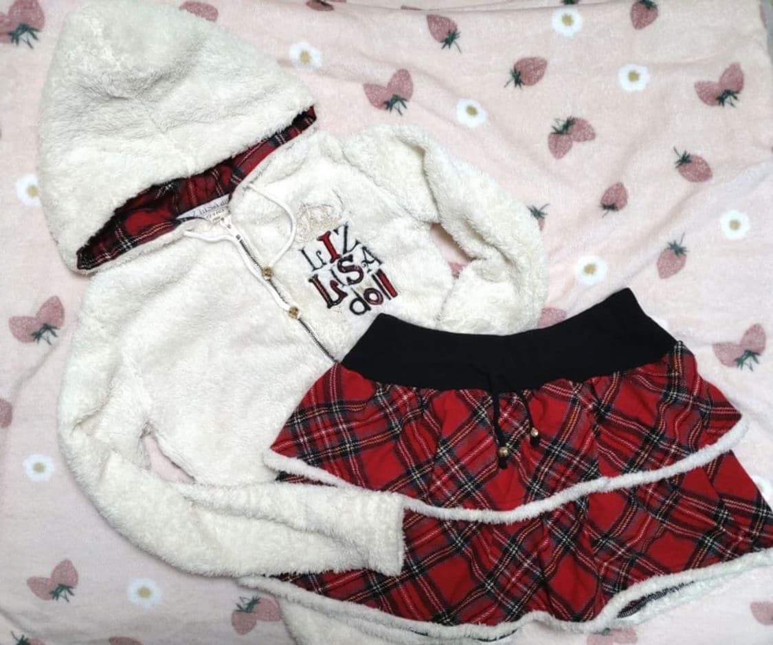리즈리사 돌 lizlisa doll 후리스 집업 스커트 큐롯 세트 갸루 상품이미지1