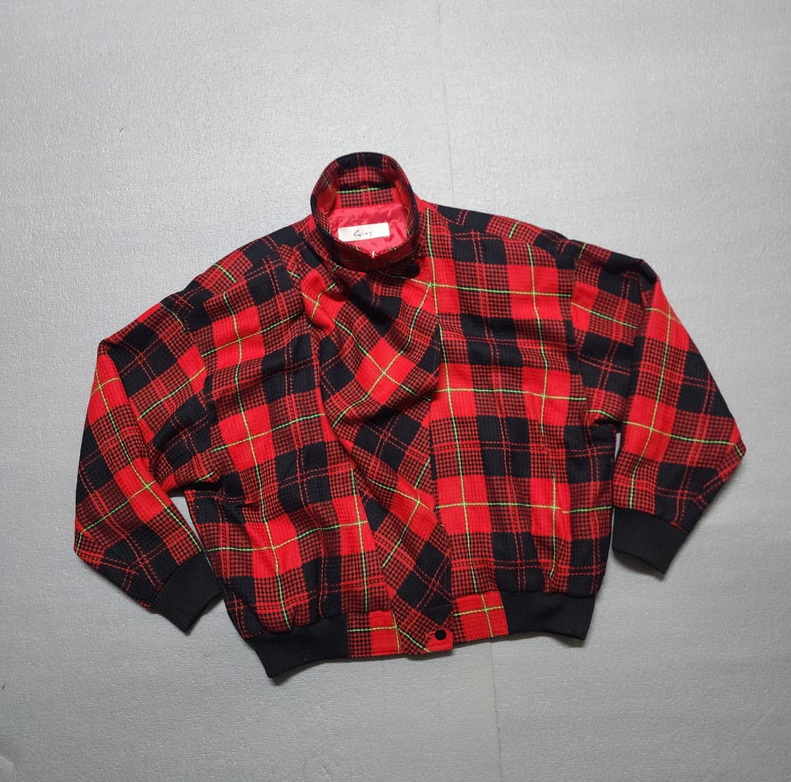 빈티지 GIVY 기비 레드 블랙 체크 울 블루종 자켓 상품이미지1