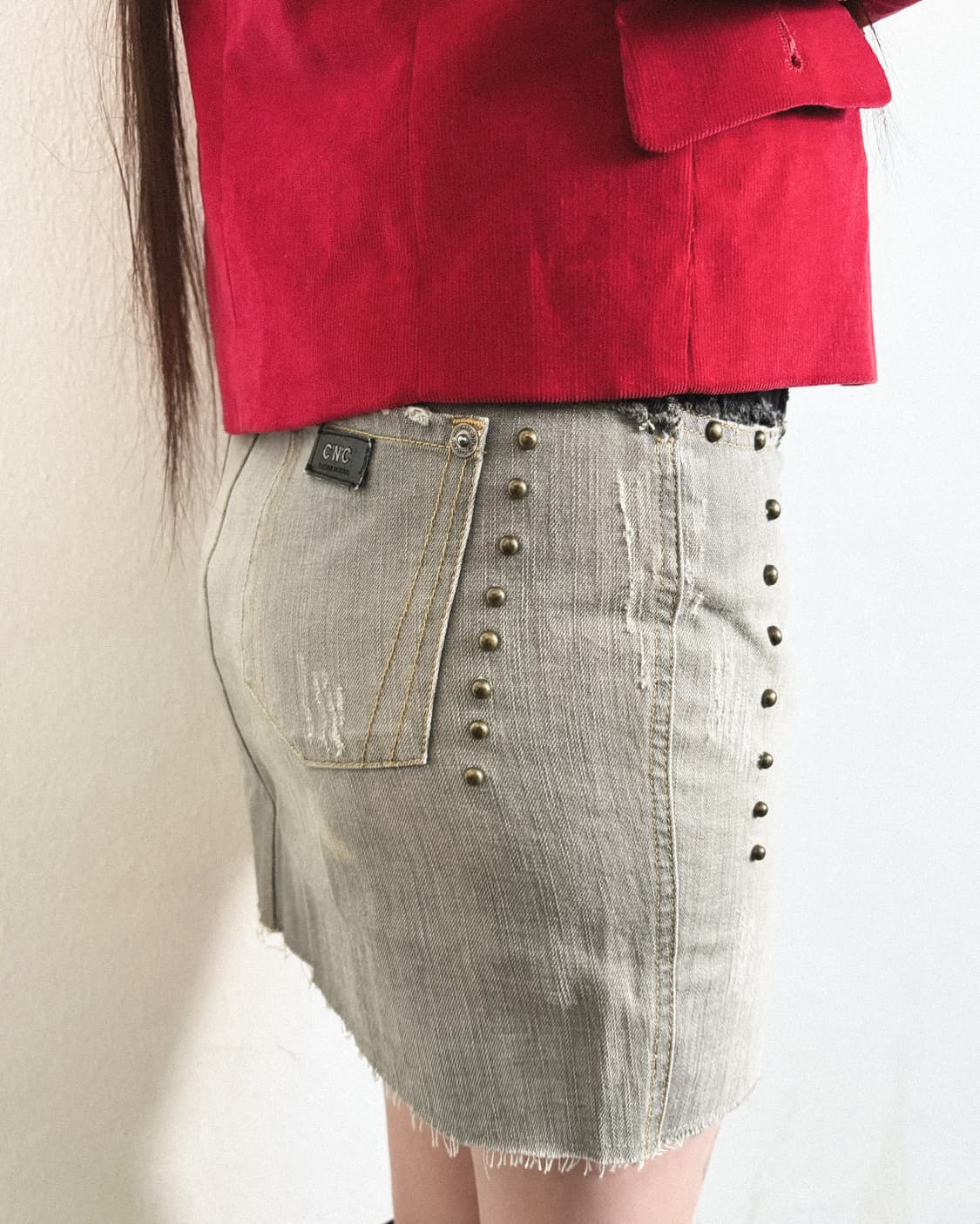코스튬내셔널 스터드 투톤 데님 미니스커트 상품이미지4