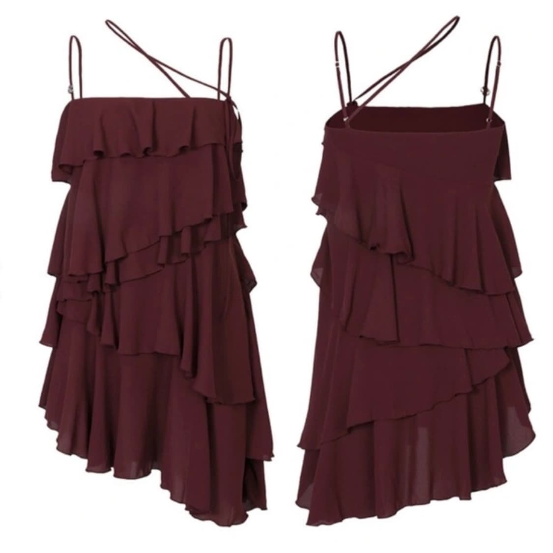 ELLA FRILL DRESS wine M사이즈 상품이미지3