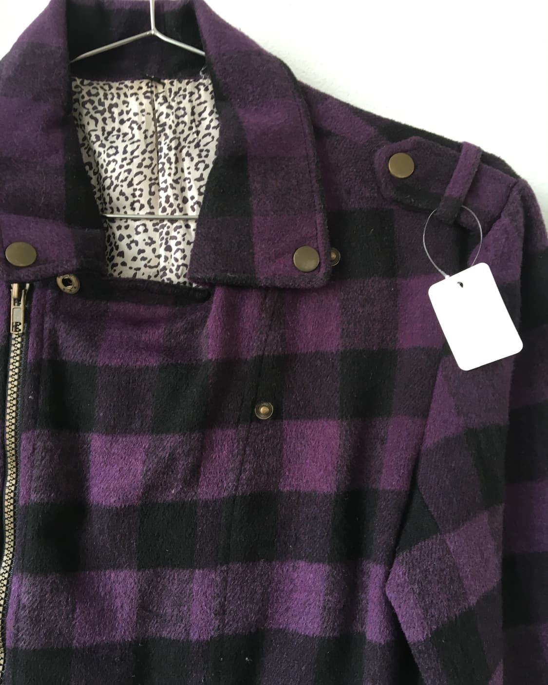 Woolen check pattern rider jacket 상품이미지5
