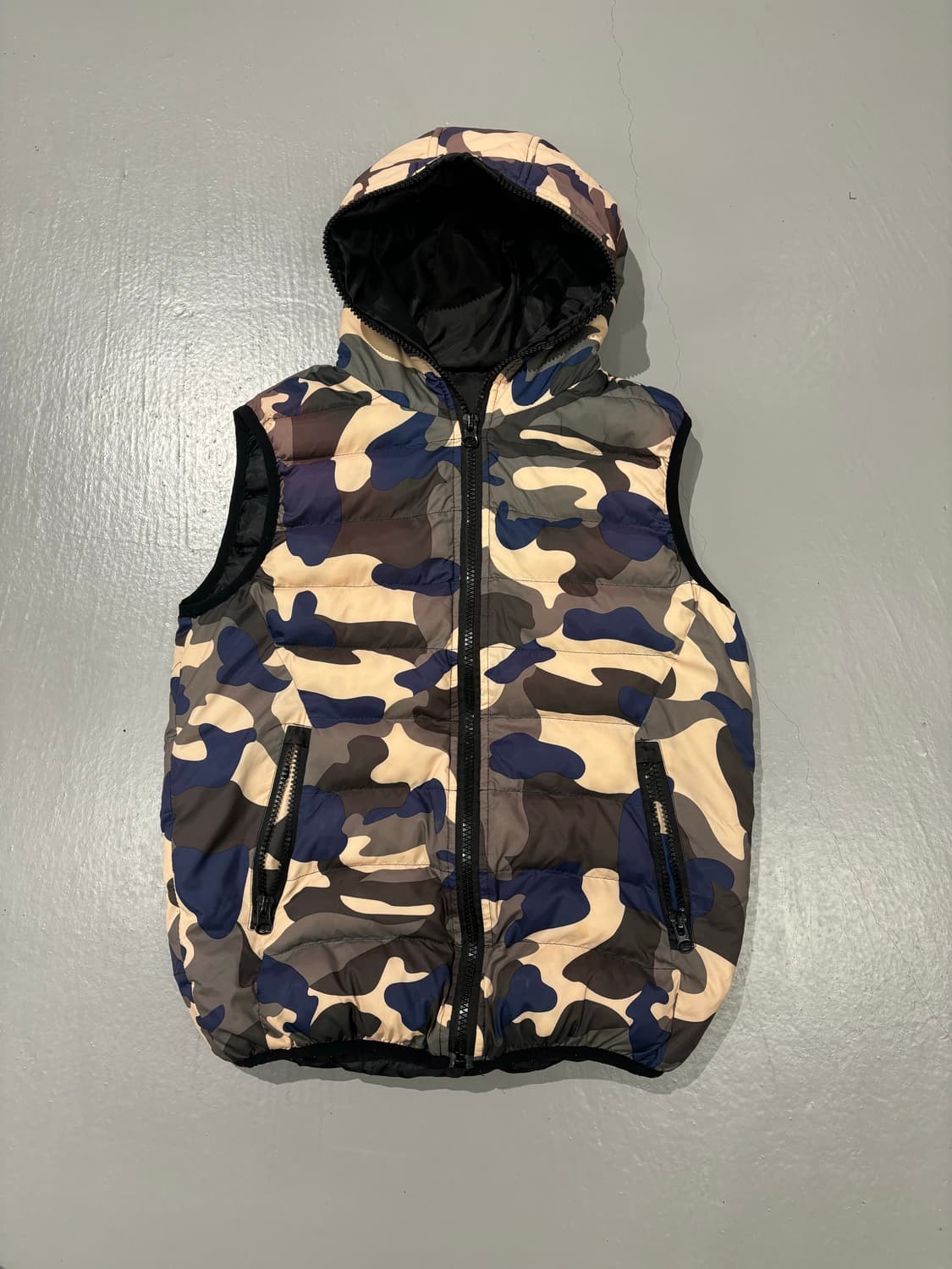 빈티지 카모플라주 패딩 조끼 상품이미지4