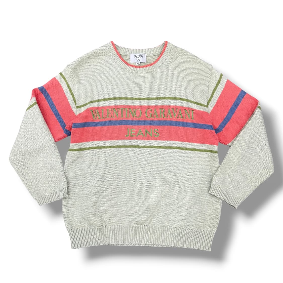 발렌티노 피스타치오 핑크 자수 코튼 라운드 니트 상품이미지1