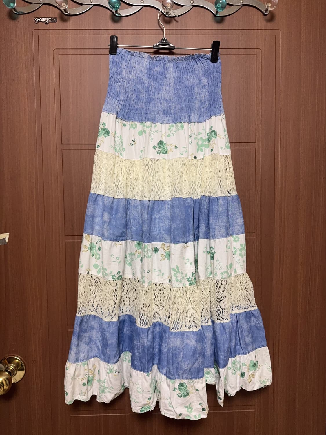 빈티지 모리걸 하구미 패치워크 레이스 롱스커트 상품이미지2