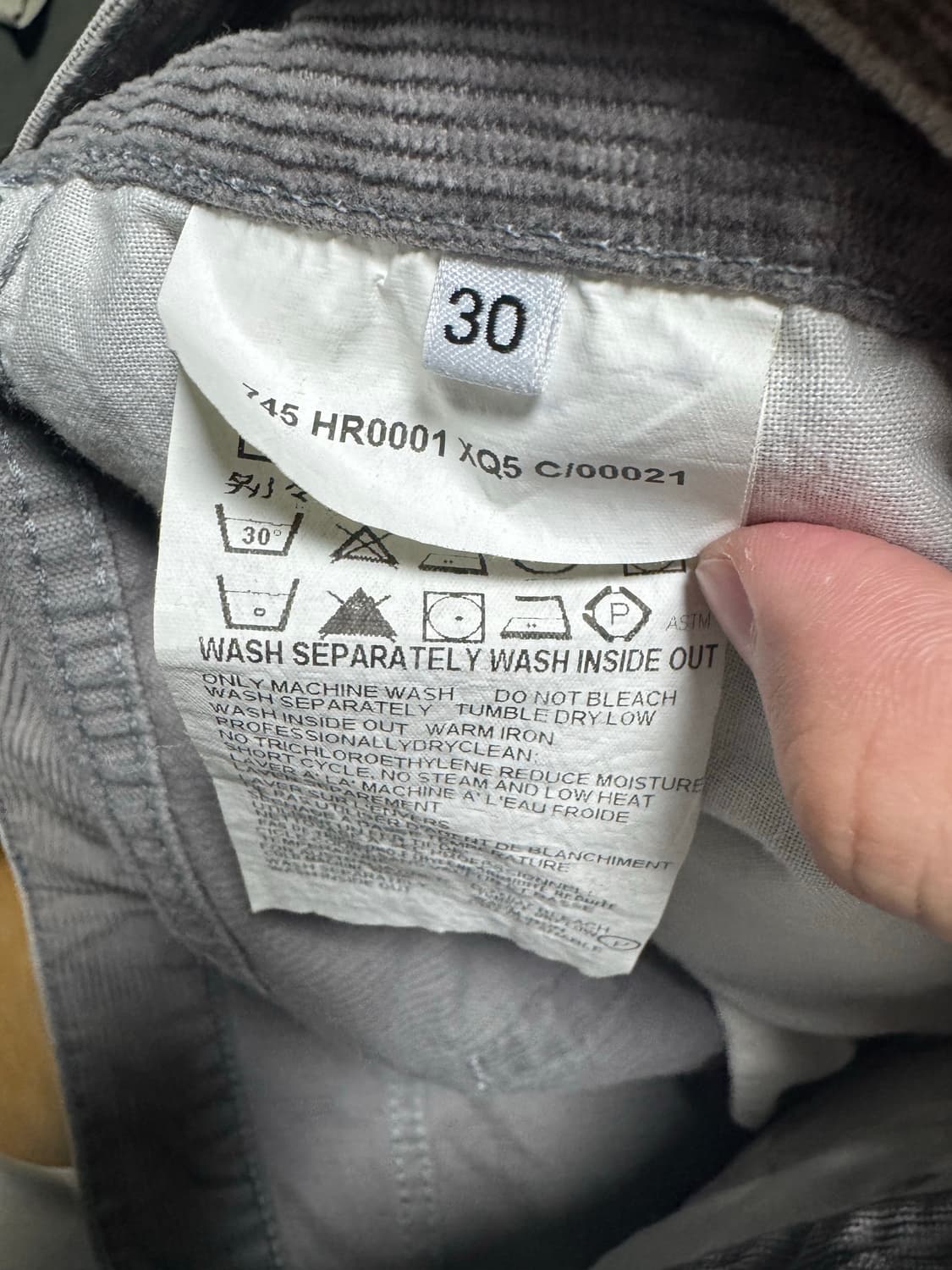 helmut lang 코듀로이 팬츠 30 상품이미지2