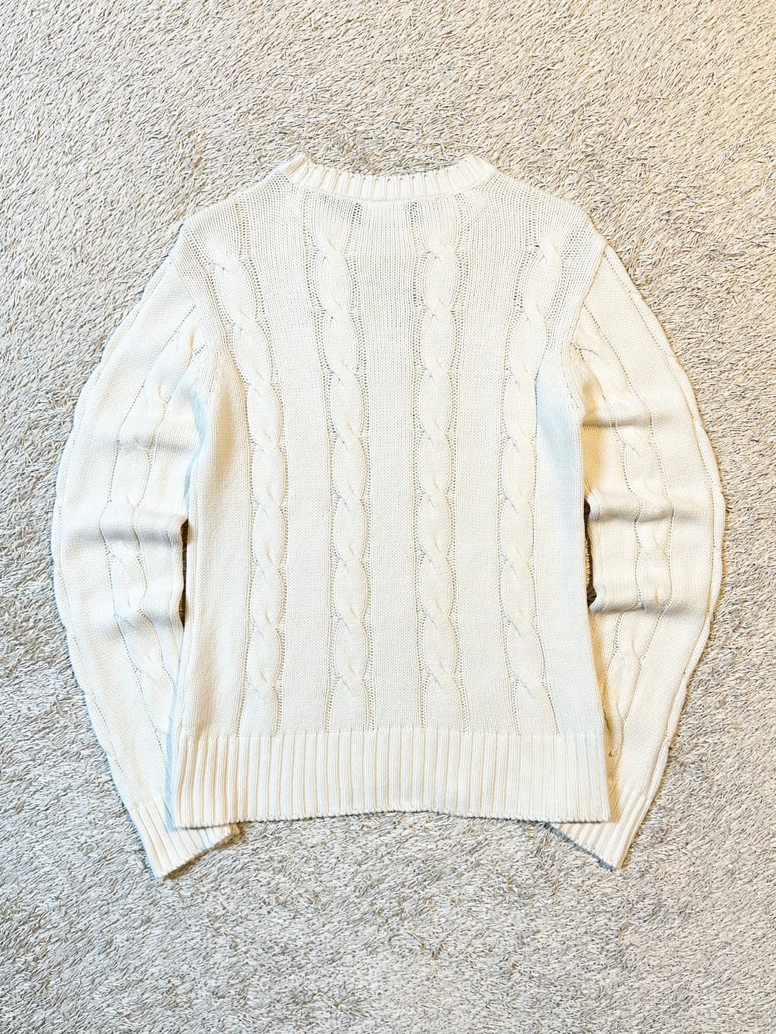 라코스테 LACOSTE 케이블 코튼 꽈배기 니트 화이트 상품이미지3