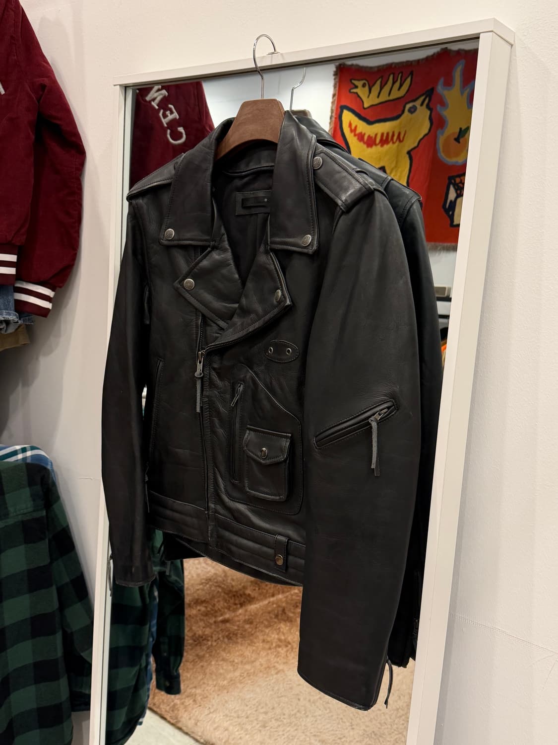 Liugoo 빈티지 카우하이드 레더 라이더 자켓 상품이미지1