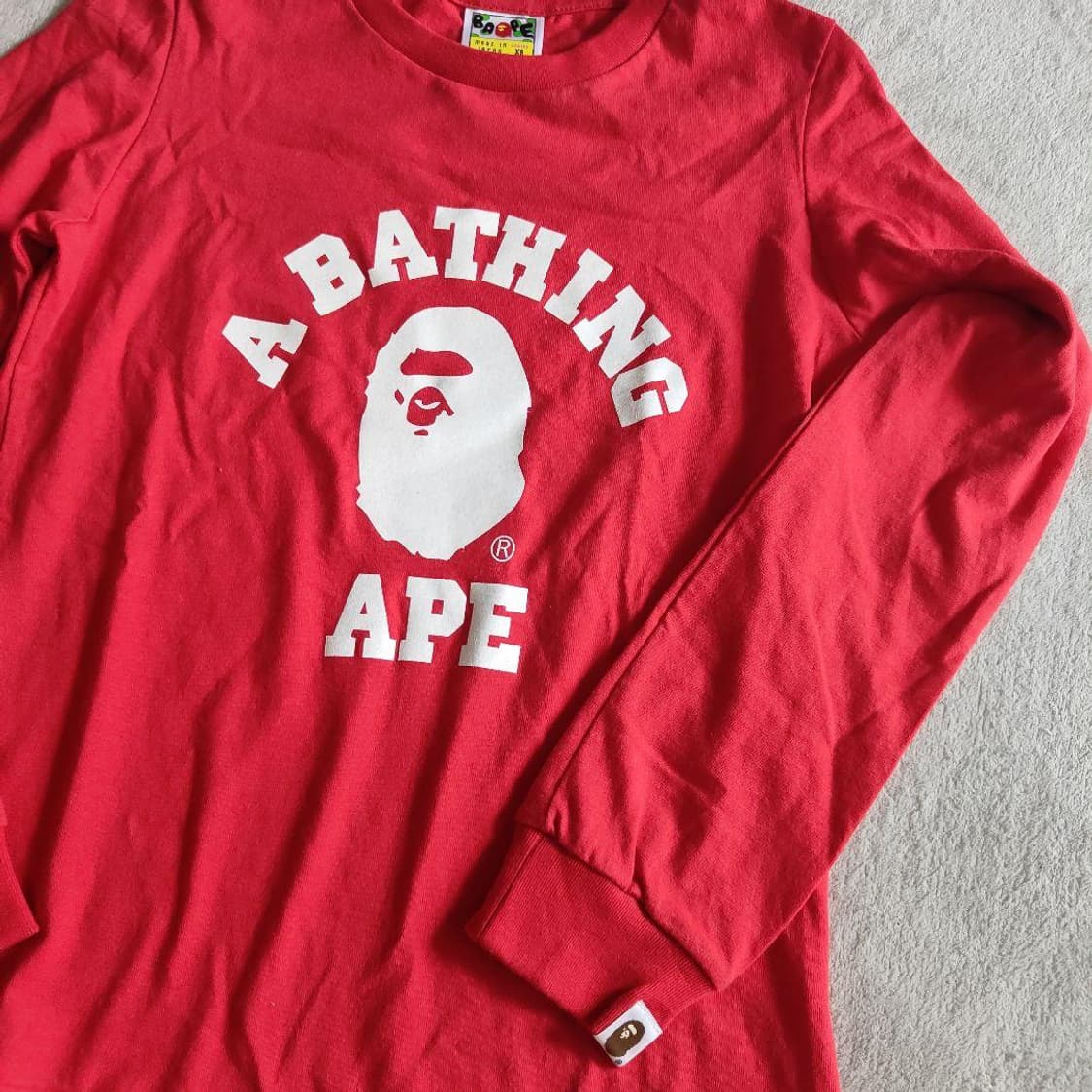 베이프 컬리지 롱슬리브 티셔츠 레드 상품이미지2