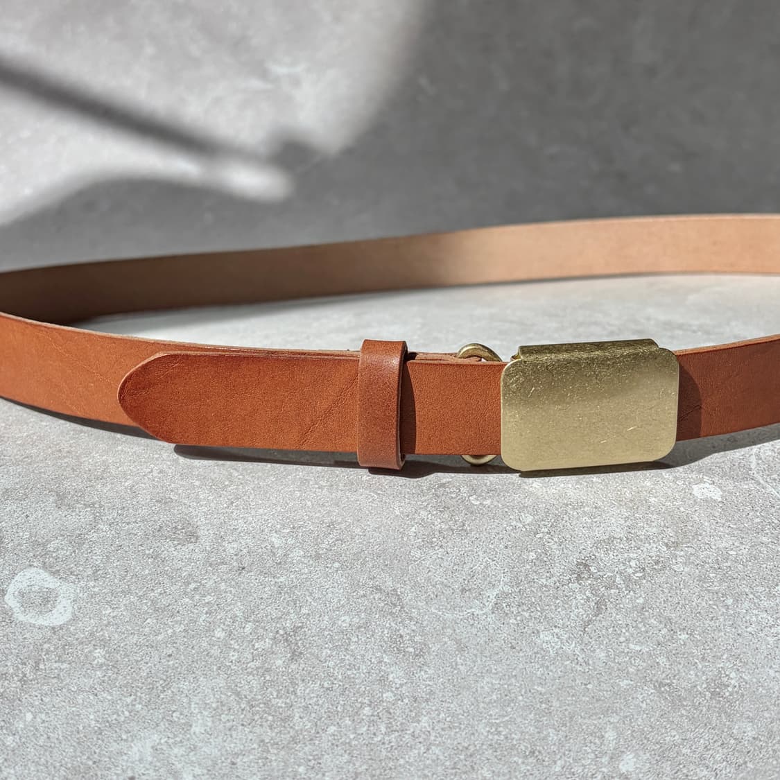 Oribell 미니멀 빈티지 골드 스틸 버클 이태리 베지터블 벨트 상품이미지4