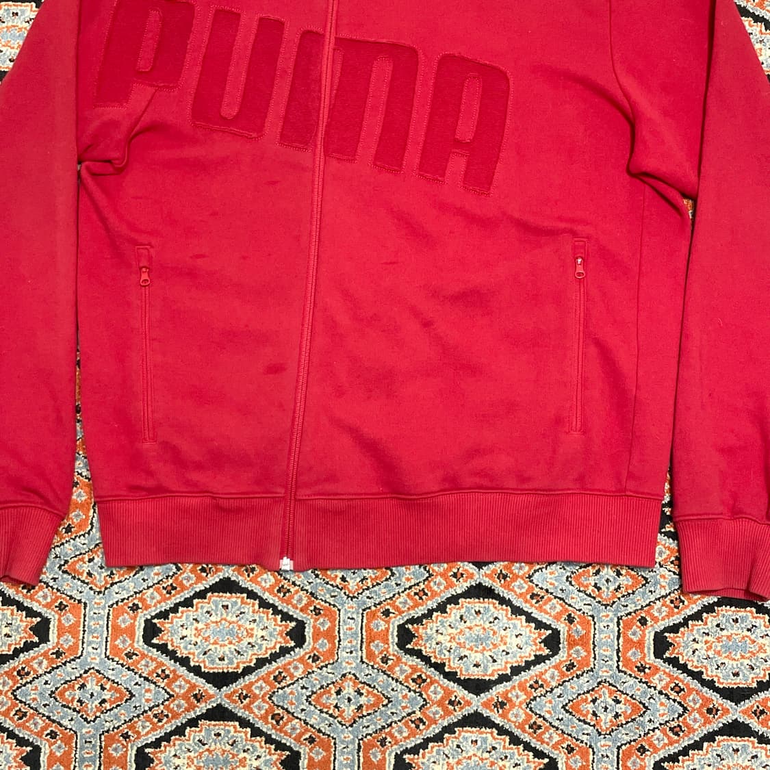 푸마 스펠로고 레드 코튼 집업져지 남성L  상품이미지3