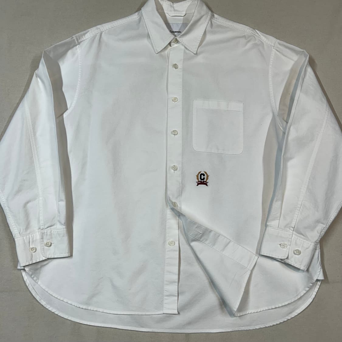 M) 커버낫 프레피 C로고 오버핏 옥스포드 셔츠 화이트 상품이미지2