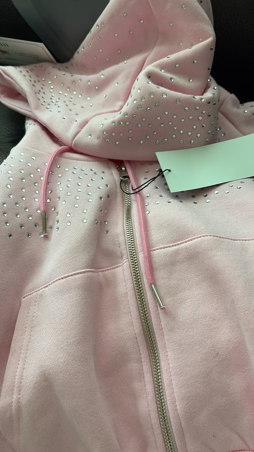 Kyoiii 쿄이 크리스탈 큐빅 크롭 후드집업 판매합니다 상품이미지3