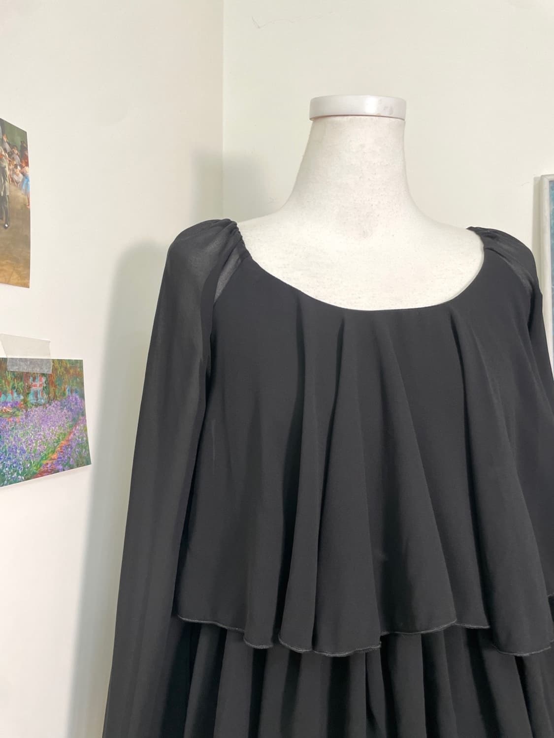 black ruffle puff long sleeve blouse 상품이미지6