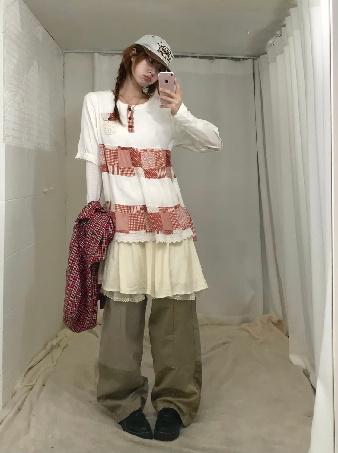 폴로 레드 체크 캐주얼 모리 니혼진 코디 세트 상품이미지3