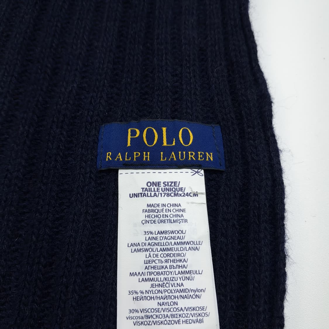 MX342 폴로 랄프로렌 다크네이비 리브드 램스울 니트 목도리 머플러 상품이미지6
