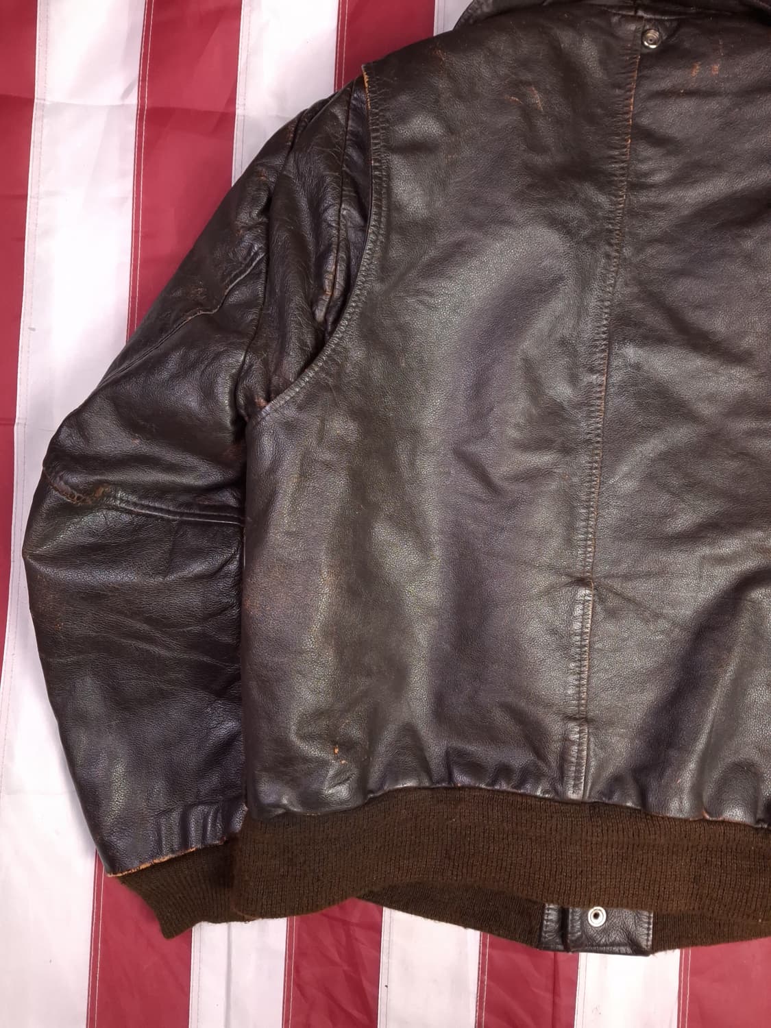 오리지날 70's 미국제조 리얼레더 미해군 G-2 TAPE 항공자켓 상품이미지7