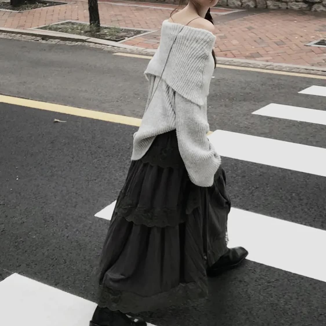 Romantic long skirt grey 상품이미지7