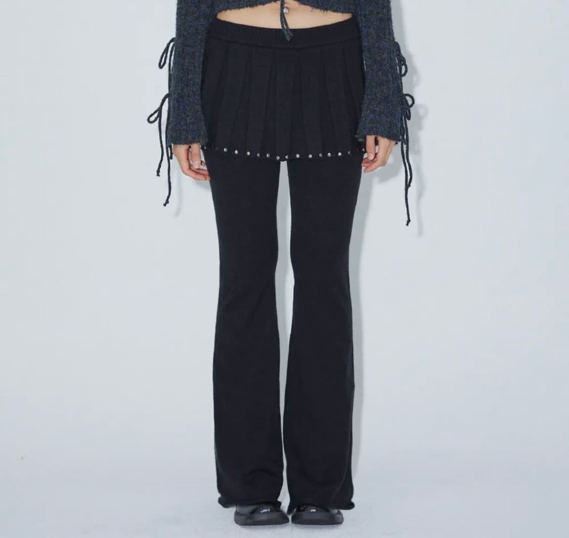 새상품) 라라폭스 니트 부츠컷 스커트 팬츠 블랙 무신사 BQ4KP002 상품이미지1