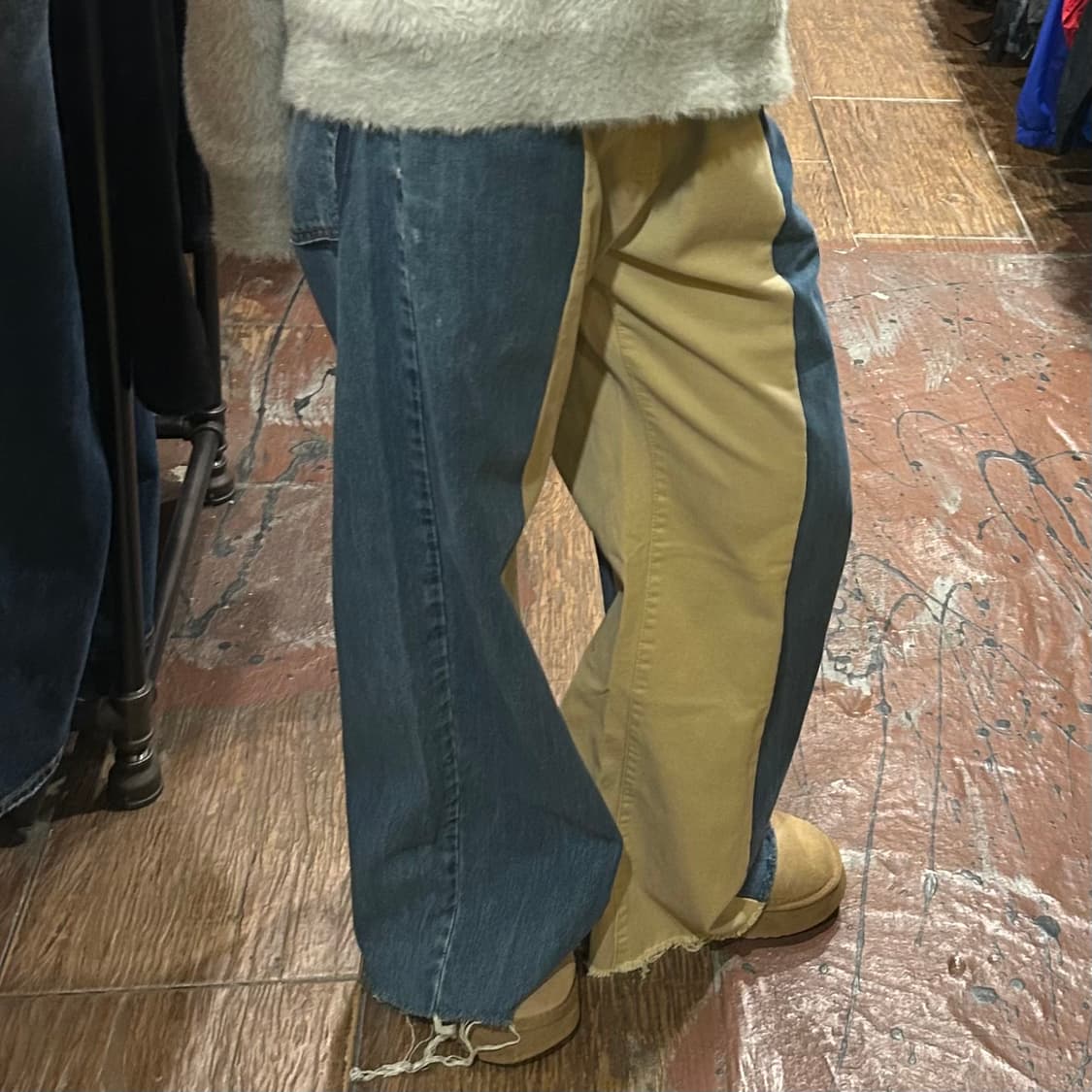 [HI] 아리조나 투톤 패치워크 와이드 데님 상품이미지4