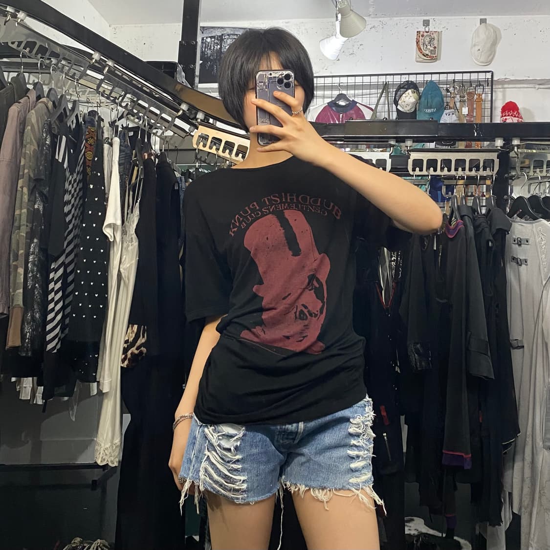 Japanese vtg 락무드 레드 프린팅 반팔 티셔츠 상품이미지9