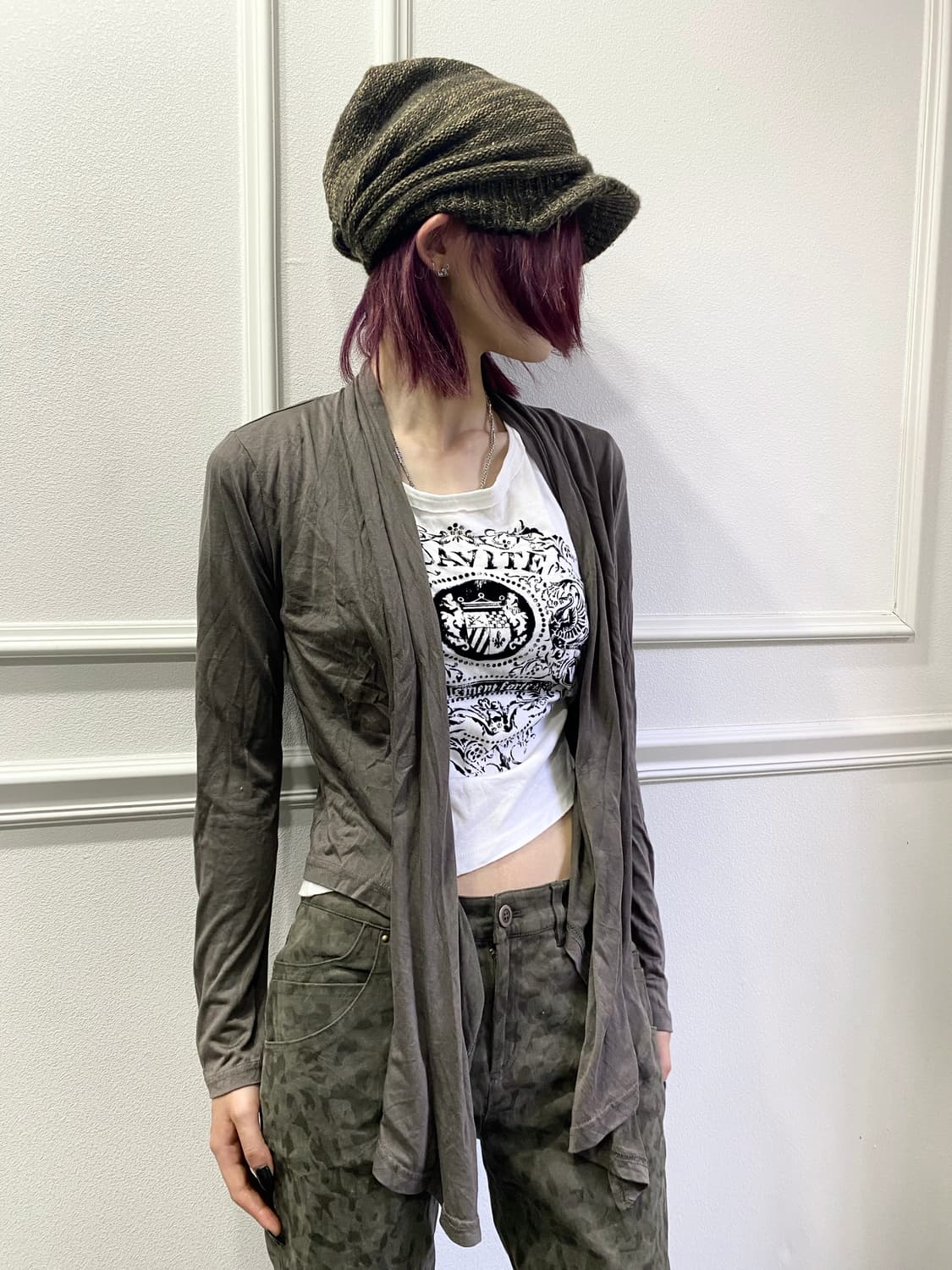 Crop Unbalanced Cardigan 상품이미지1