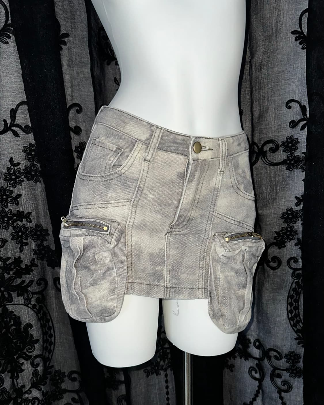 grey washed cargo mini skirt 상품이미지2