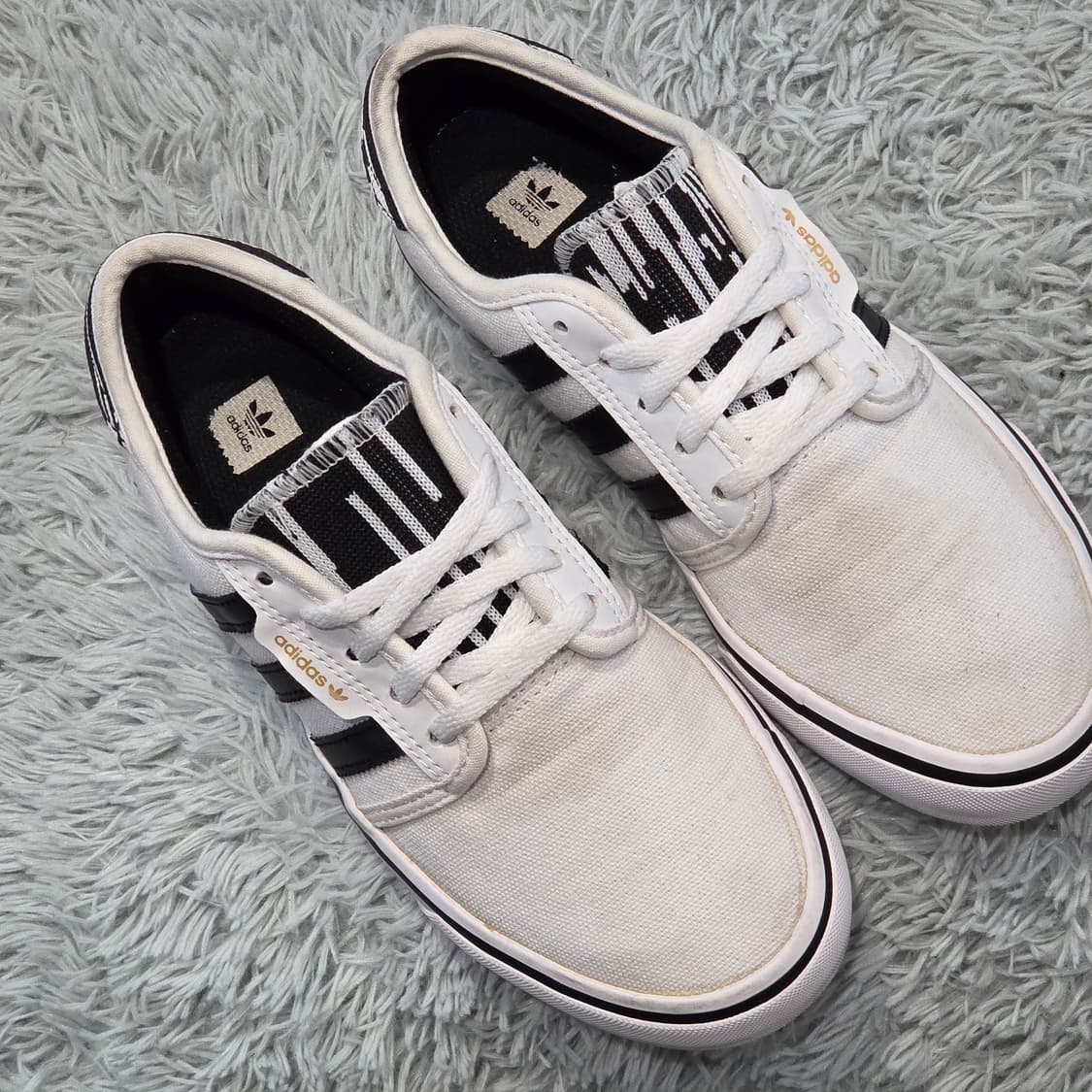 2q-17:아디다스 오리지널스 캔버스 로우 스니커즈(230mm)-상태굿 상품이미지5