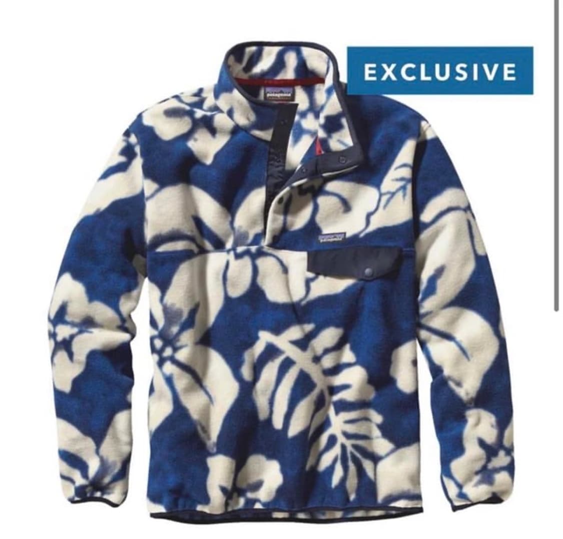 파타고니아 신칠라 스냅티 블루 하와이안 플라워 패턴 L 상품이미지2