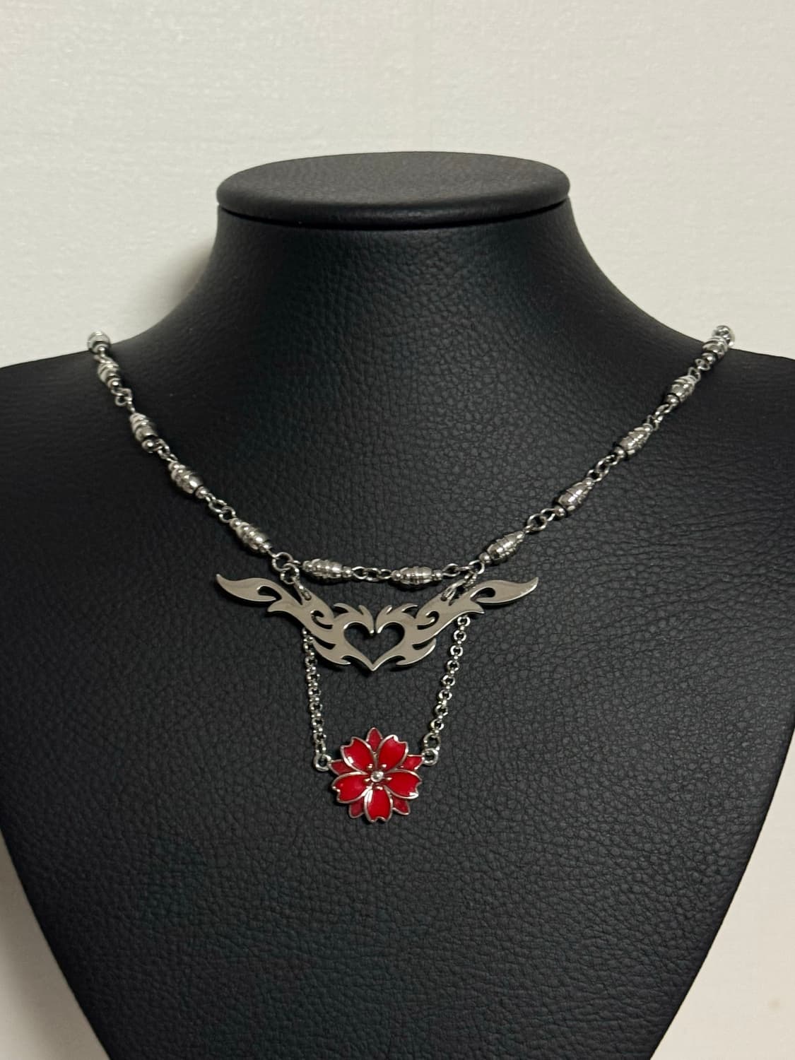 하트 트라이벌 레드 동백꽃 오리엔탈 목걸이 상품이미지7