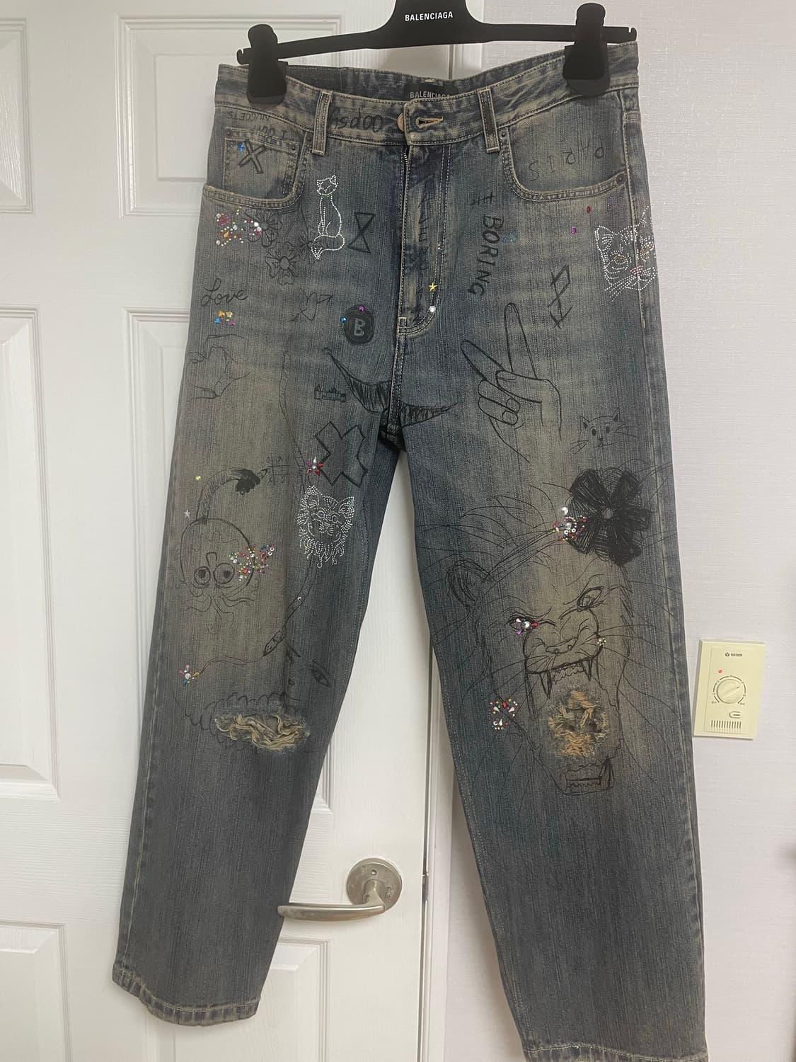 [S] 새상품 발렌시아가 라인스톤 데님 상품이미지2