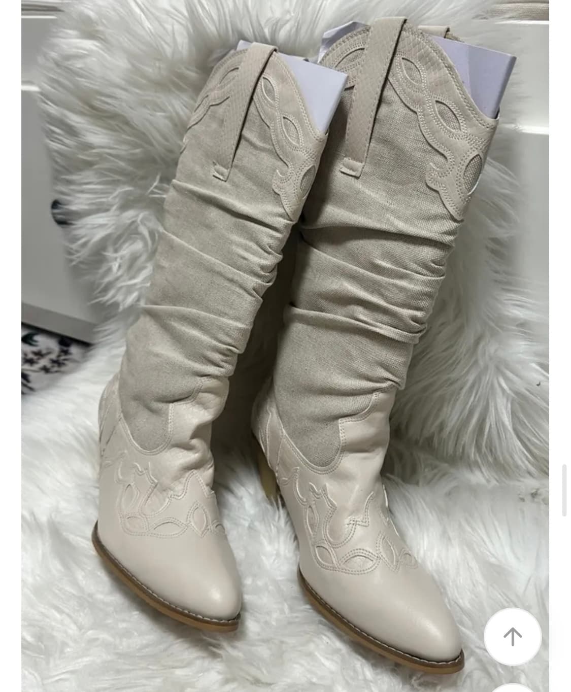 리뉴얼 전 버전! 국내생산 빈티지 린넨 아이보리 아이보리 웨스턴 부츠 상품이미지4
