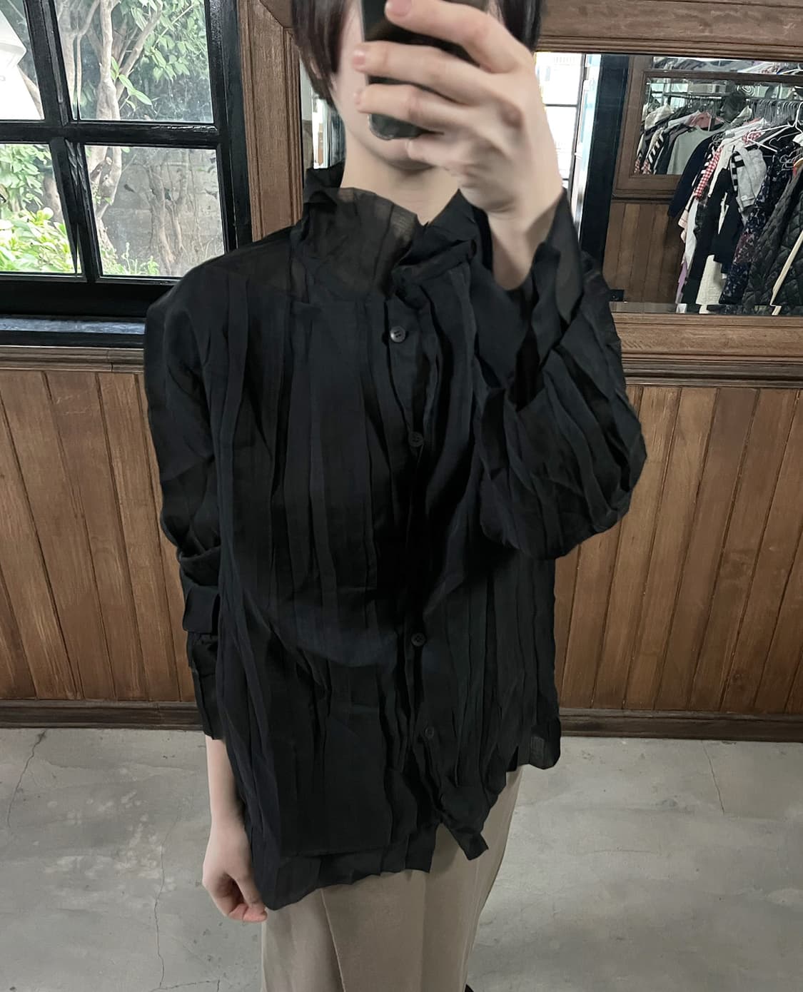 ISSEY MIYAKE sheer pleated lap blouse 상품이미지1