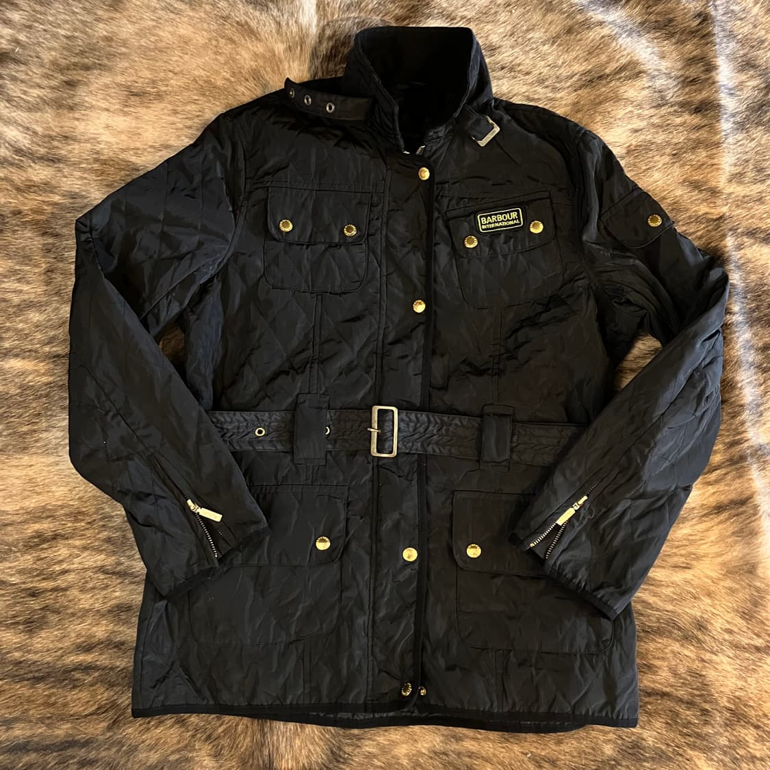 바버 인터네셔널 퀼티드 벨티드 자켓 UK16 (100) 상품이미지1